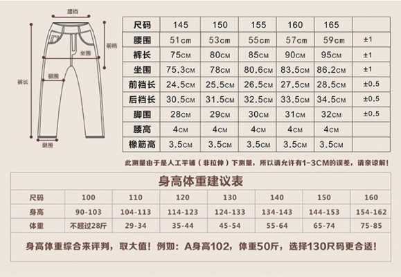 童装裤子需要多少布料（标准童装裤子尺寸表）-图2