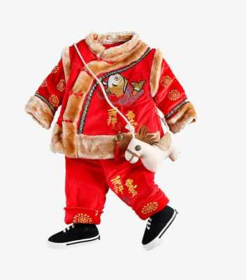 红色中国风衣服童装图片（红色中国风儿童画）-图1